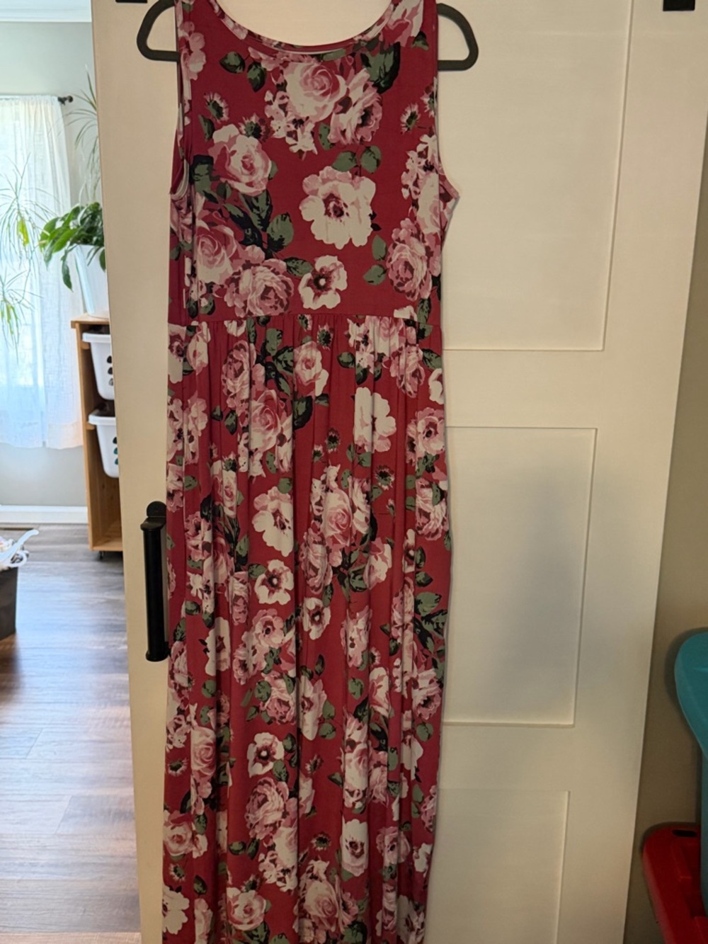 Tickled Teal Pink Floral Top with Green Accents